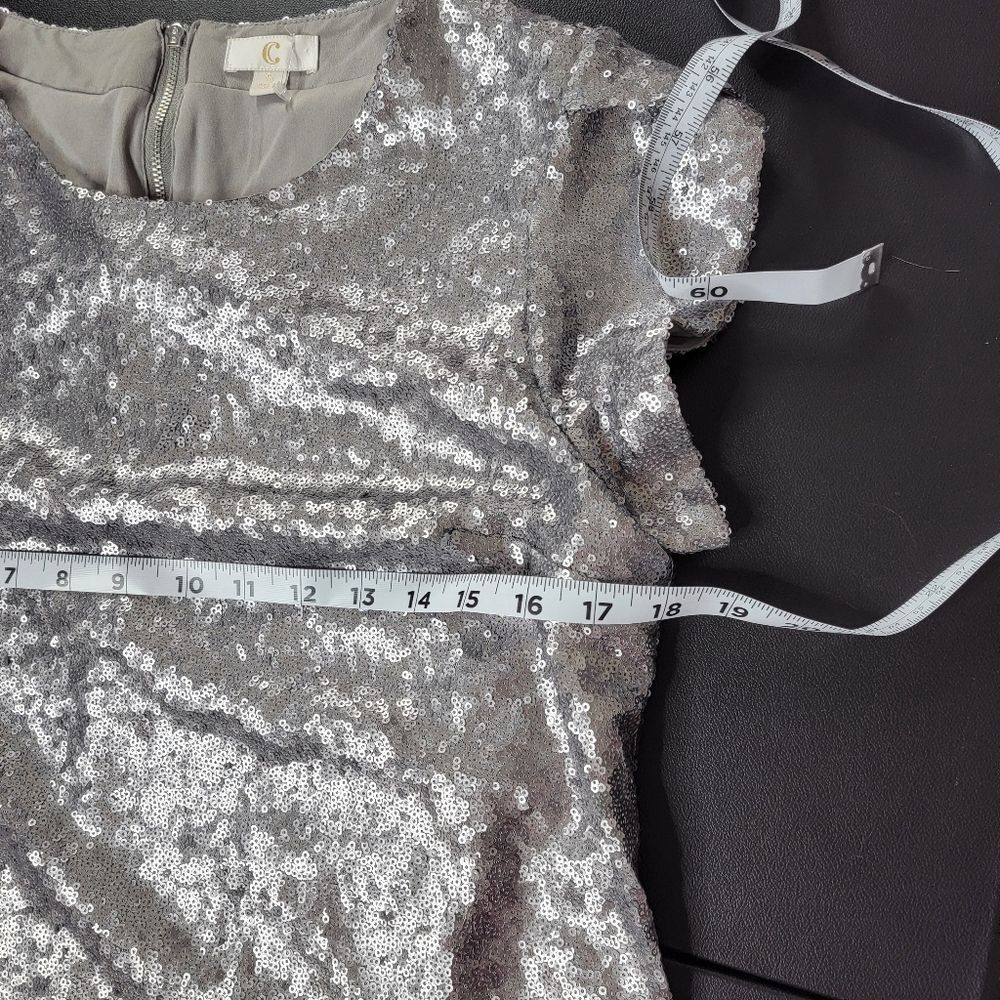 Charming Charlie Sequins Dress Size S Silver Pewter Sequin Glam - Picture 9 of 13
